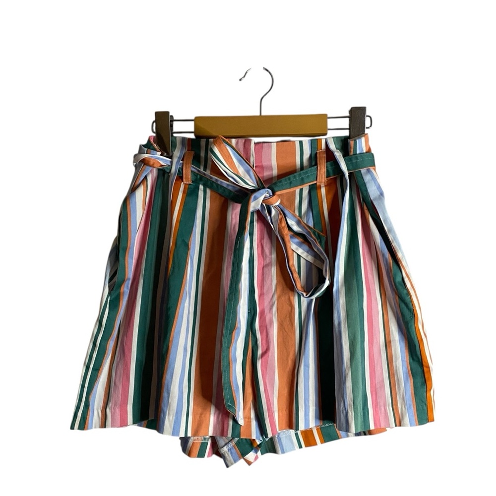 Wayf Women’s Multicolor Striped High Waisted Belted Shorts